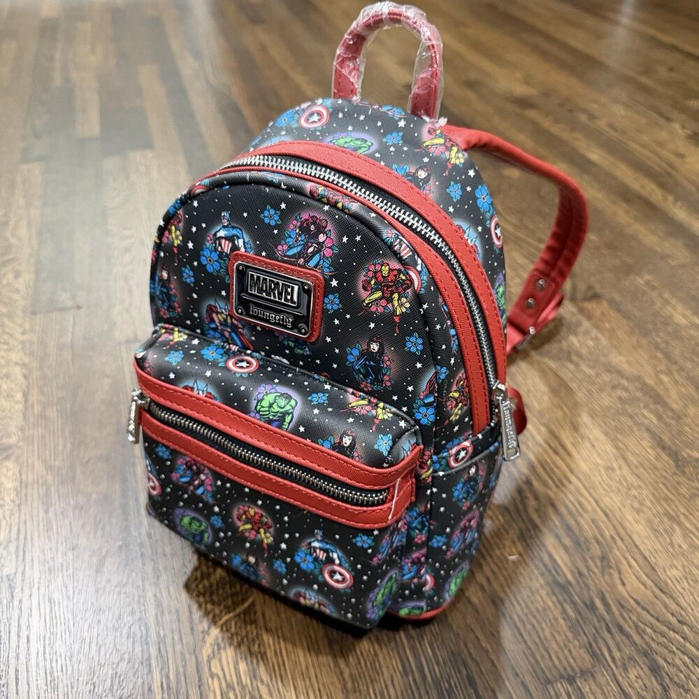 loungefly marvel avengers tattoo graphic print mini backpack - Picture 6 of 7